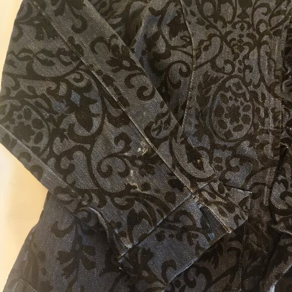 Tantrum Black Brocade Ruffled Front Denim Zipper Jacket XL-Statement piece - Picture 9 of 10
